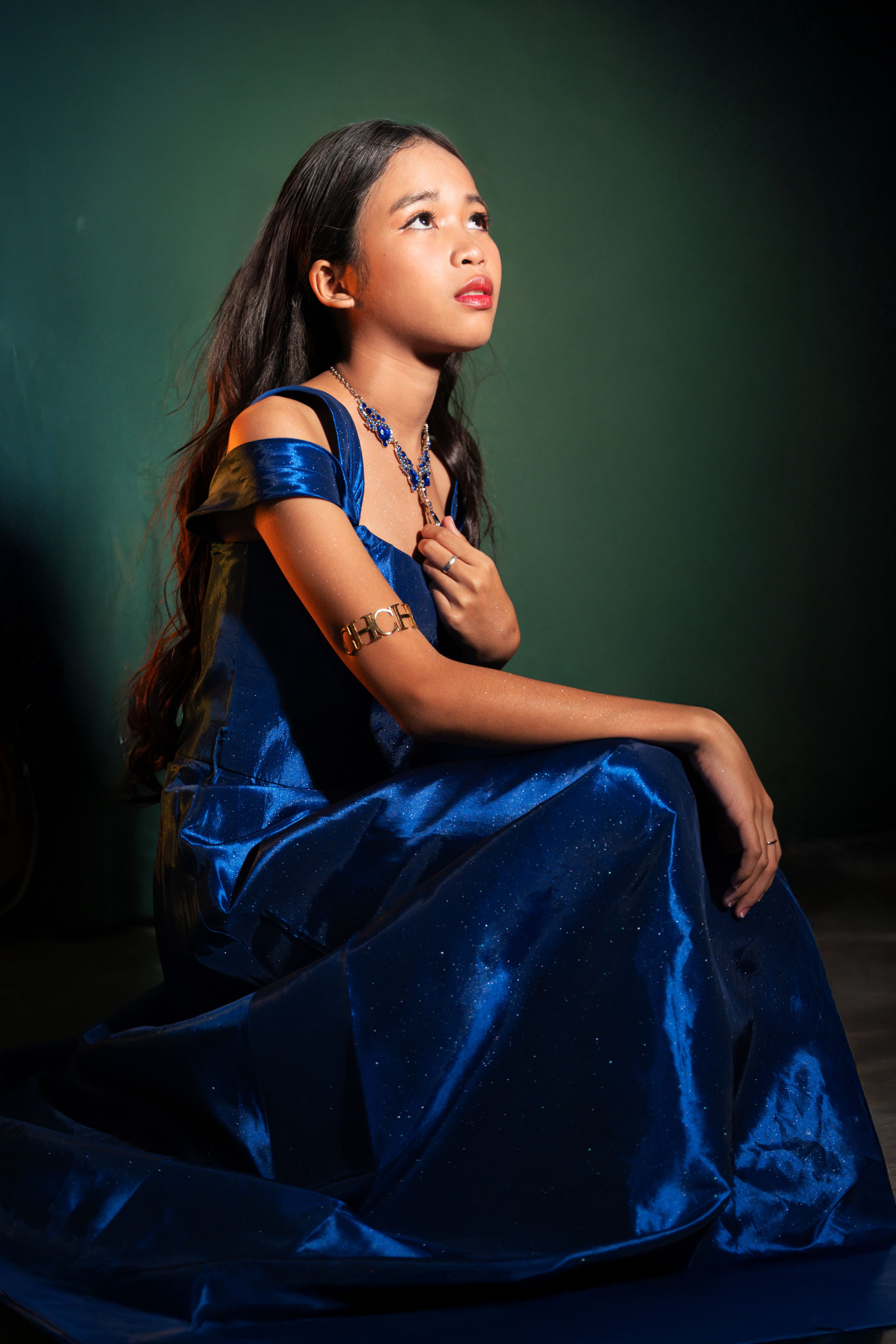 Elegant Portrait of Woman in Blue Gown · Free Stock Photo