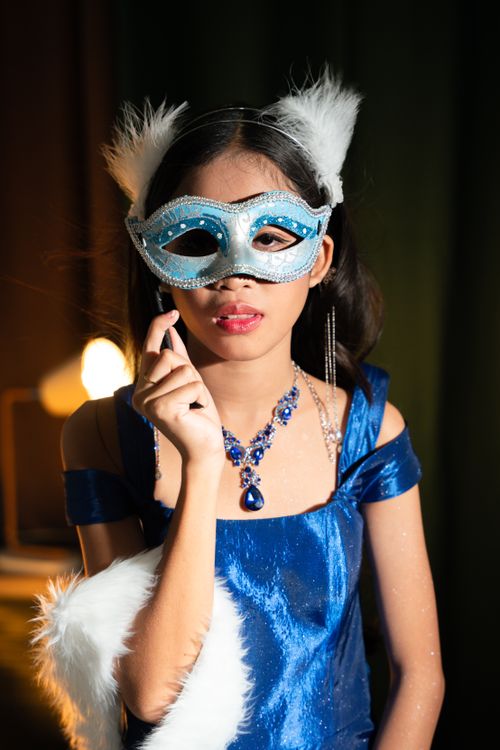 Elegant Young Girl in Blue Masquerade Costume Free Stock Photo Elegant Young Girl in Blue Masquerade Costume Free Stock Photo