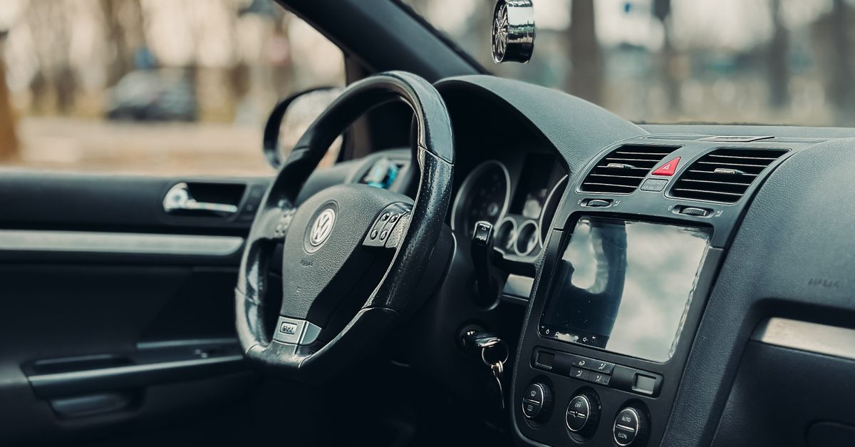 Interior View of Modern Car with Dark Dashboard · Free Stock Photo