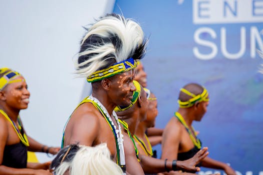 Vibrant African dancers in traditional attire showcasing cultural heritage.