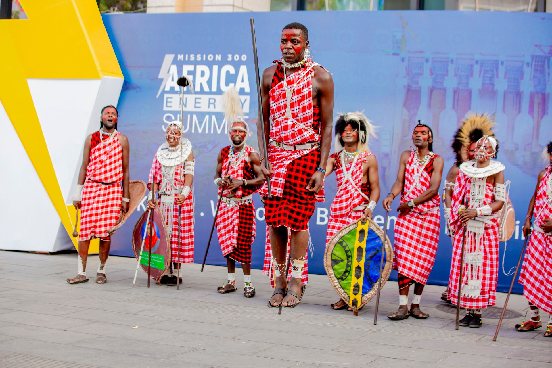 Cultural performance by Maasai warriors in traditional attire at the Africa Energy Summit.