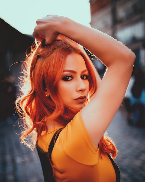 Woman Wearing Orange Top