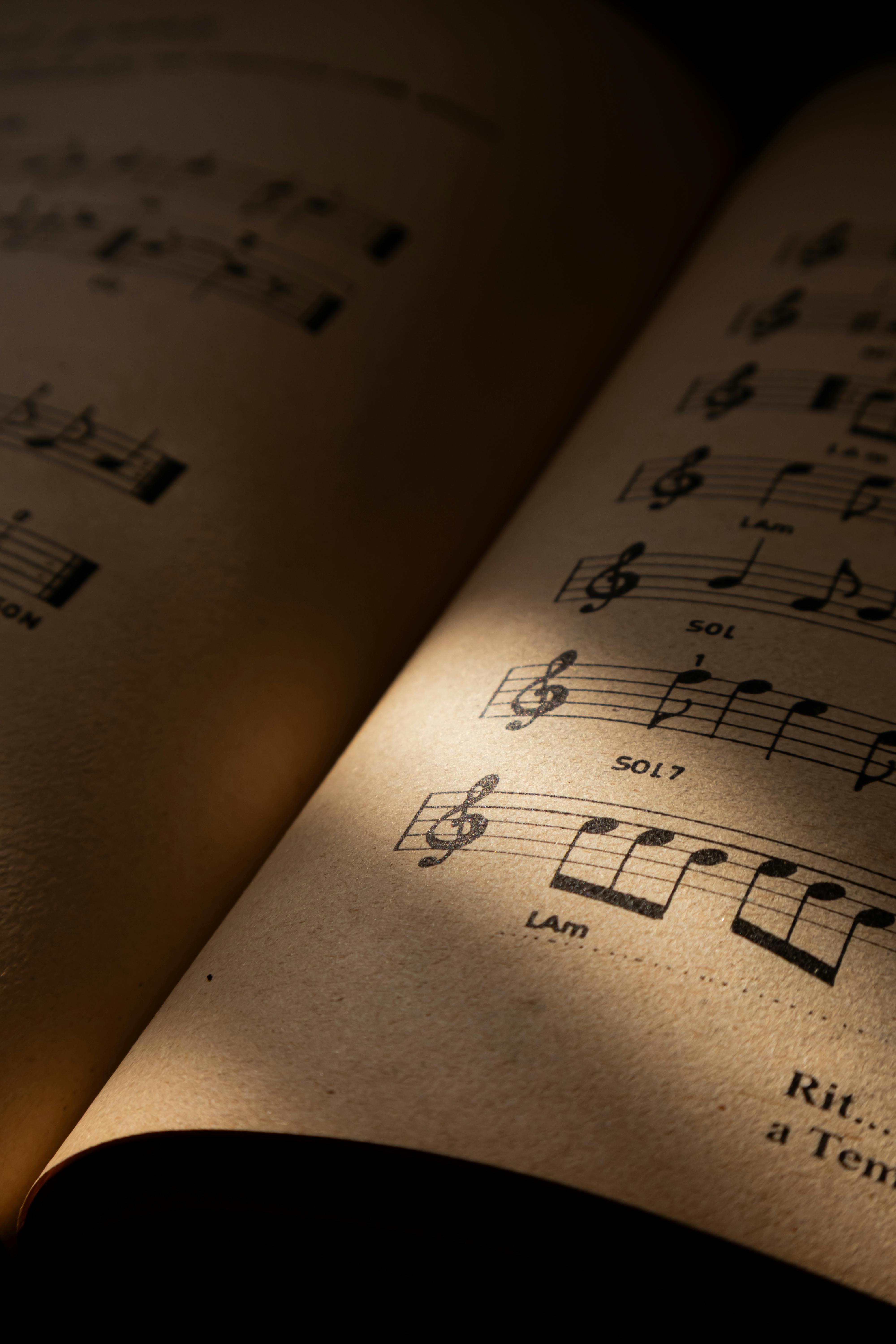 elegant close up of vintage sheet music in istanbul