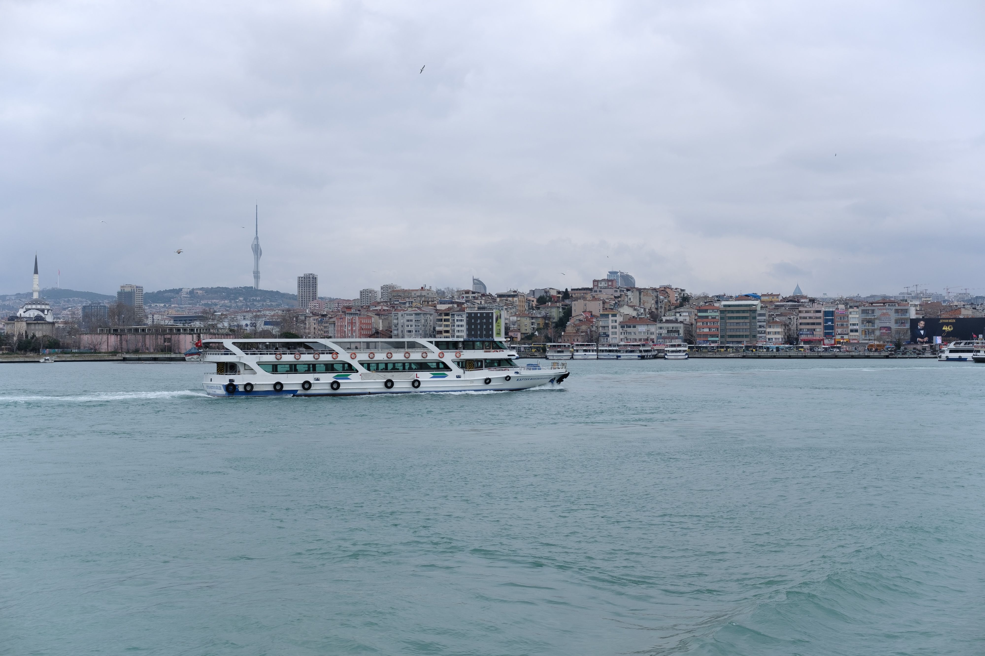 Ferry Boat Crossing Bosphorus in Istanbul Skyline · Free Stock Photo