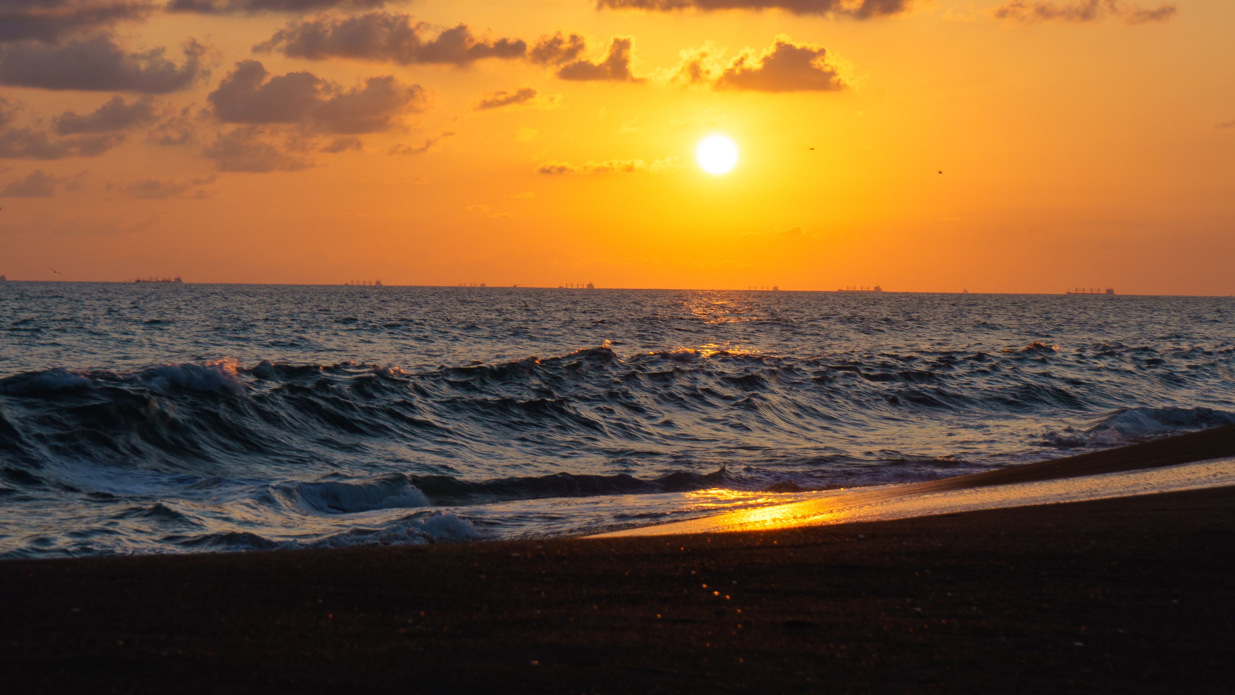 Serene Beach Sunset - Tranquil Waves and Warm Colors · Free Stock