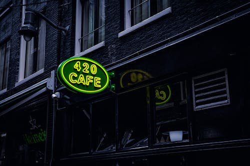 Green and Yellow 420 Cafe Neon Light Sign