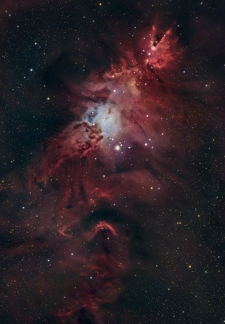 High-resolution capture of a vibrant emission nebula filled with stars in the night sky.
