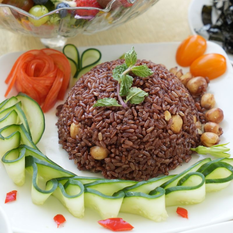 Crispy Fried Chickpea and Mint Brown Rice