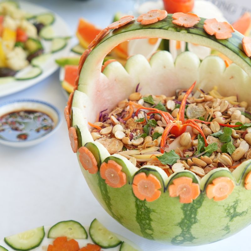 Thai Watermelon Salad with Nam Pla and Fried Shallots