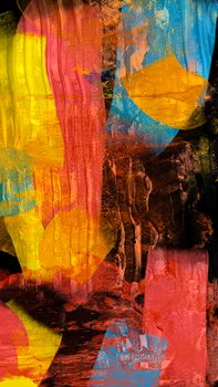 Dynamic and colorful abstract expressionist painting showcasing rich textures and vivid hues, perfect for modern design.