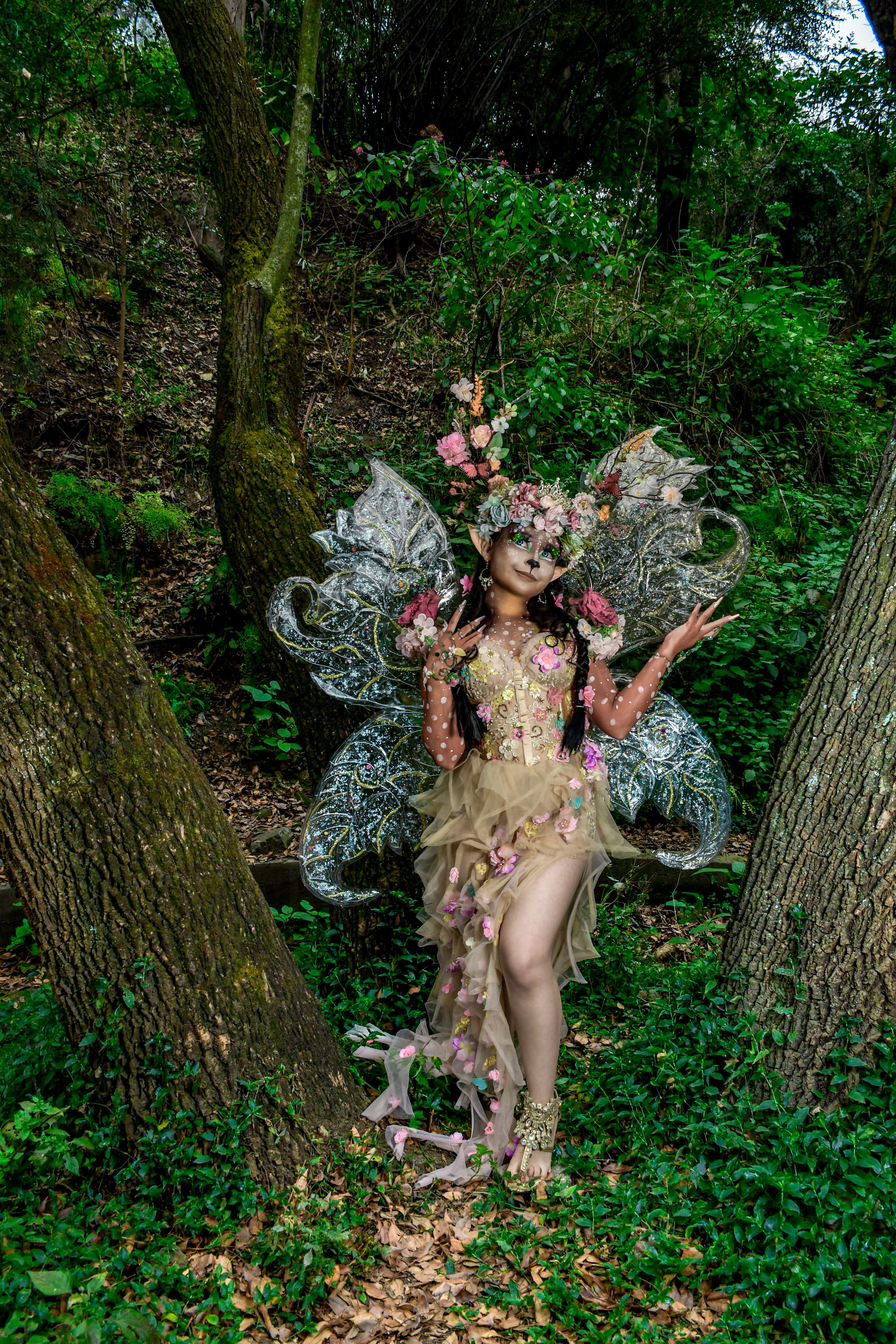 Enchanted Forest Fairy in Floral Costume  Free Stock Photo