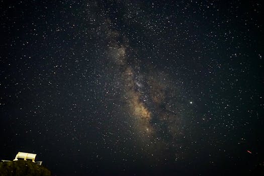 迷人的银河系景色在星空夜空中，非常适合天文爱好者