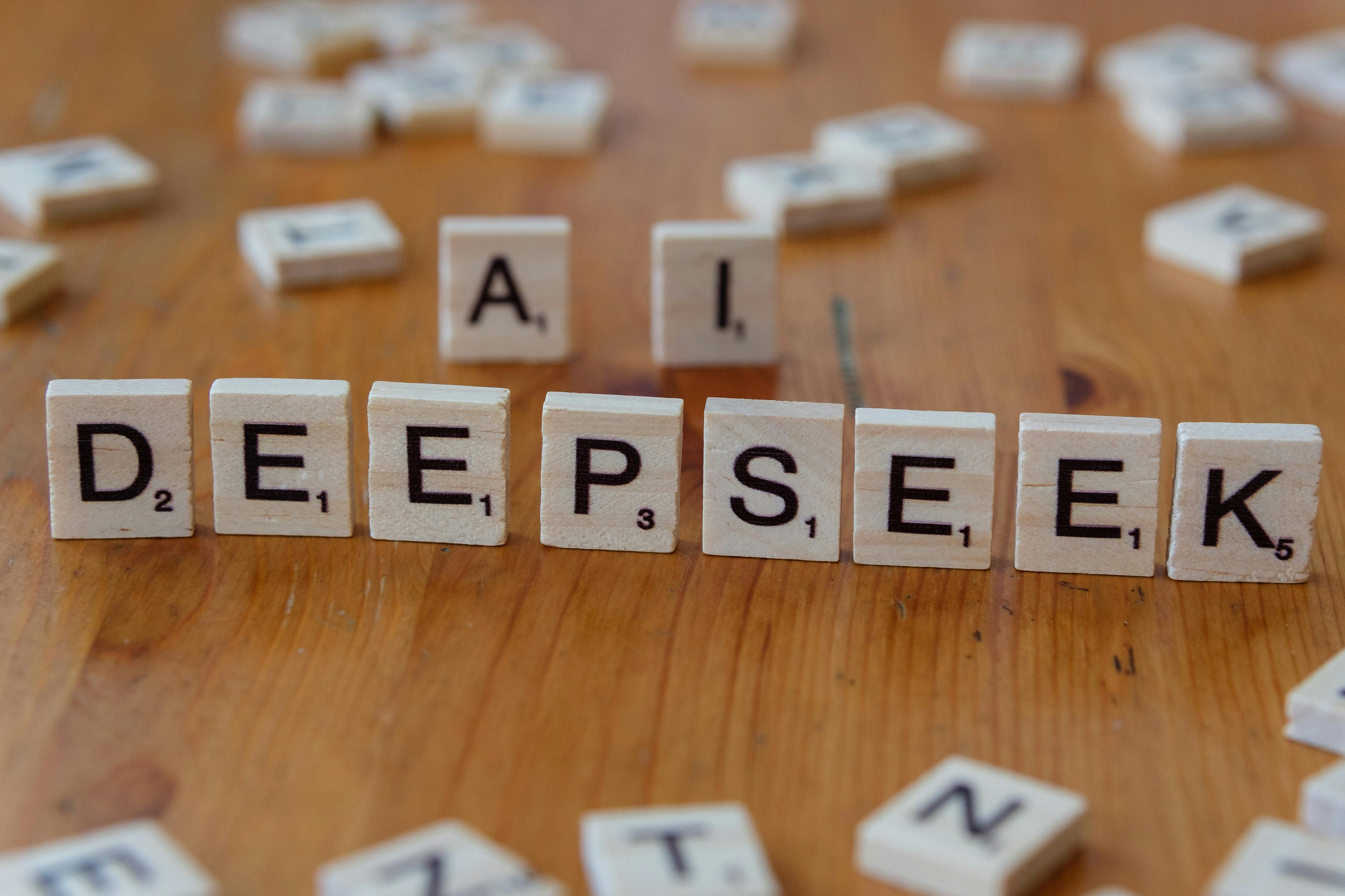 scrabble tiles spelling deepseek ai concept