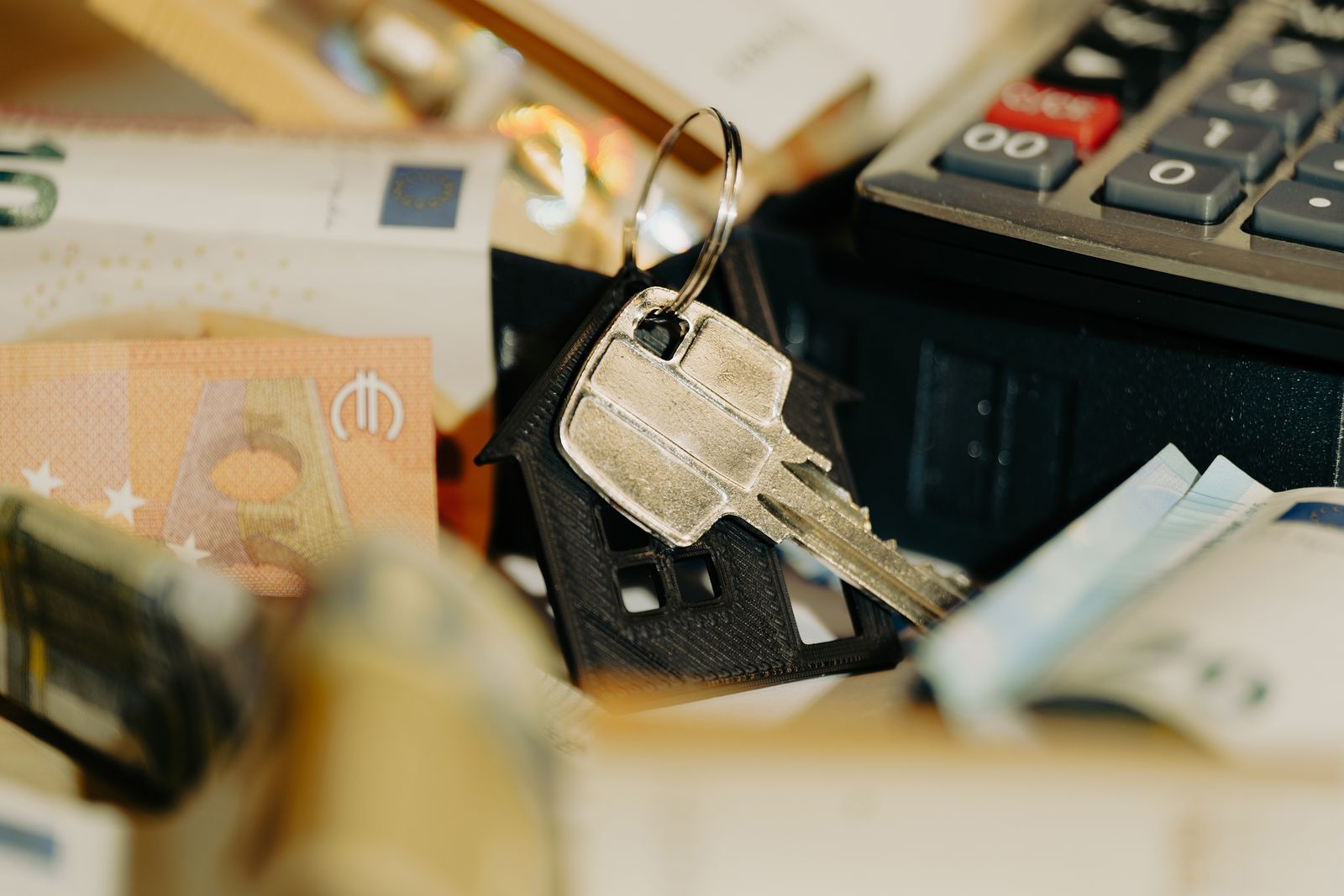 Calculator, keys and real estate investment planning