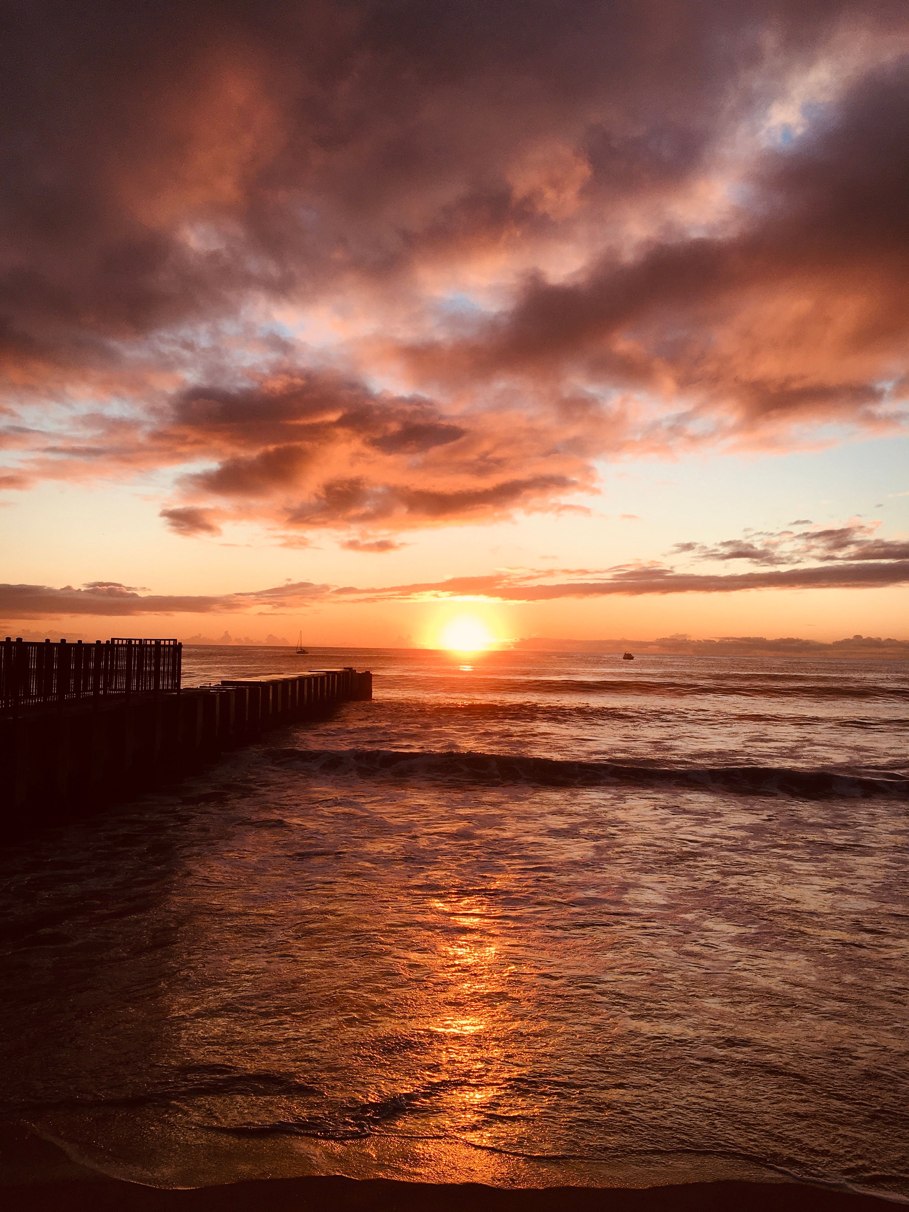 Sunset Over Pacific Ocean at Venice Beach · Free Stock Photo