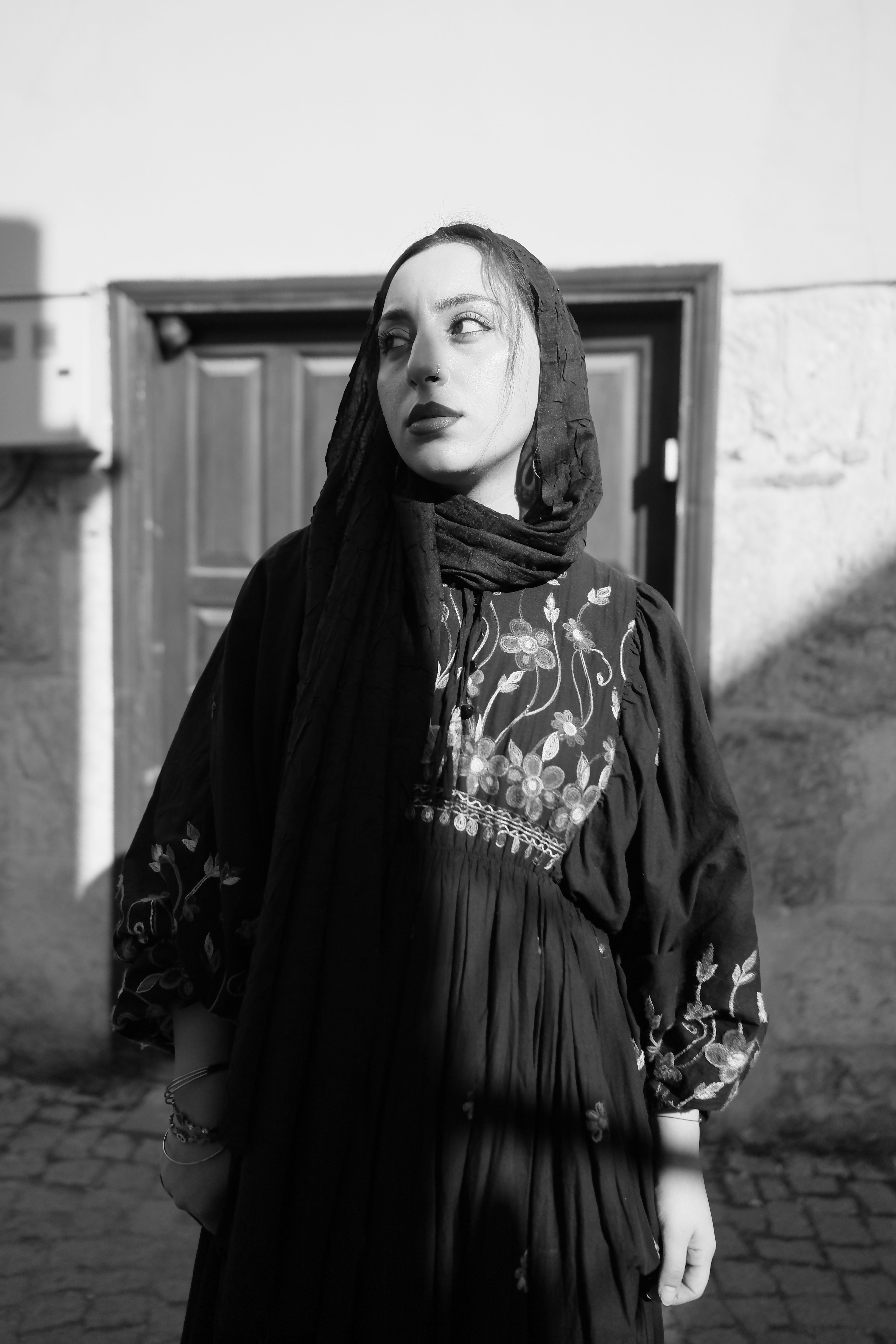 Black and White Portrait of a Traditional Woman · Free Stock Photo