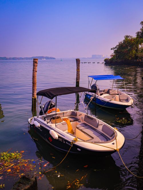 Free Boats anchored at a tranquil harbour in Kochi, Kerala, India during daytime. Stock Photo