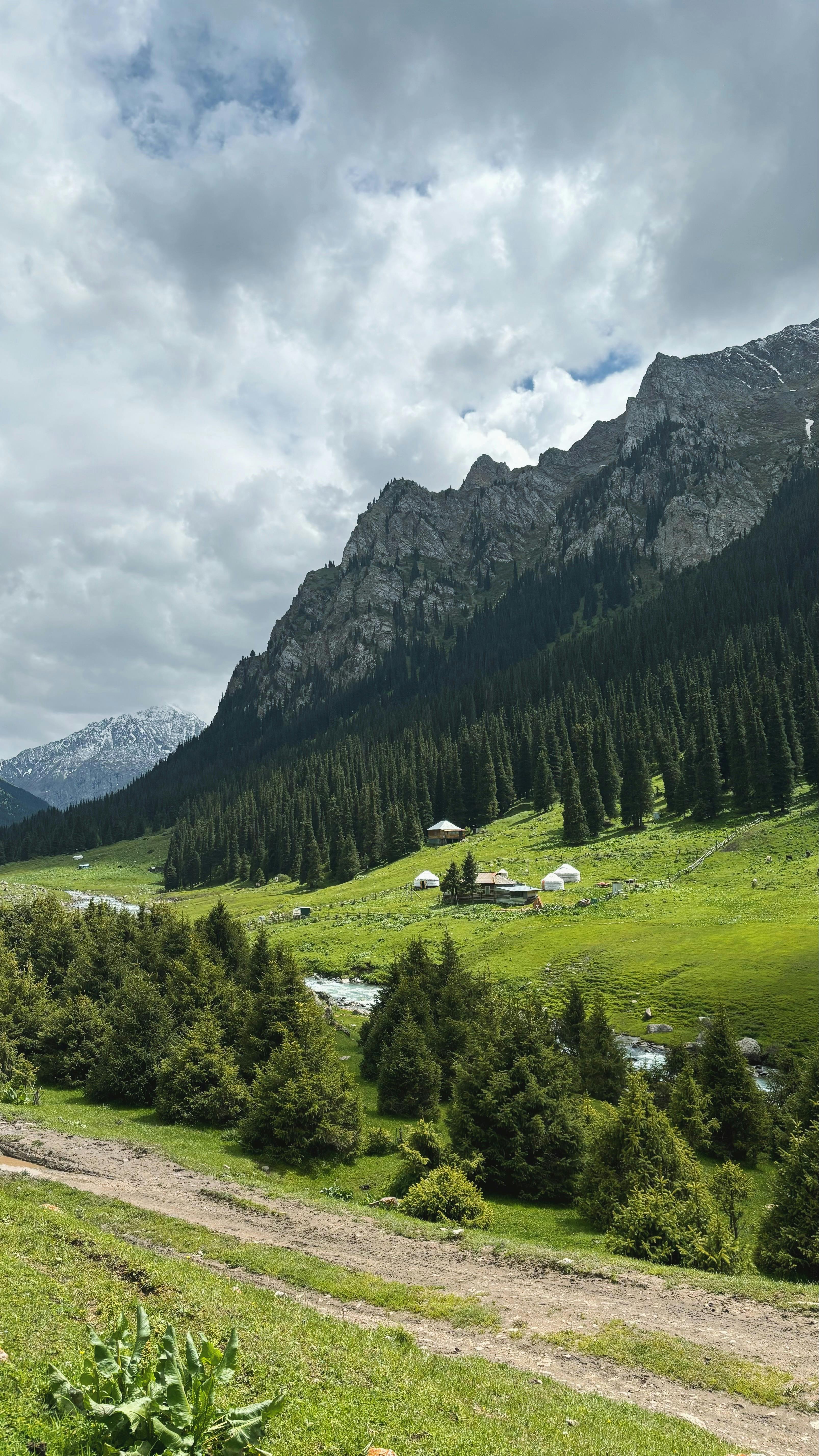 mountain landscape　山の風景 Mountain landscape stock photo. Image of cloudy, mountainside