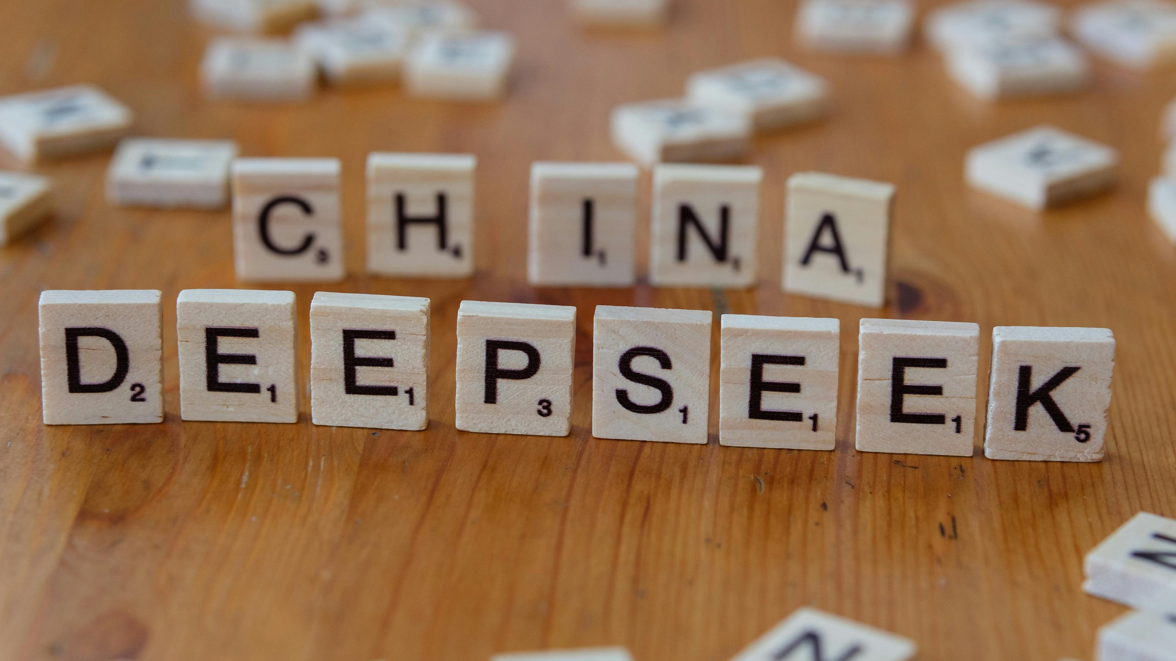 scrabble tiles spelling china and deepseek