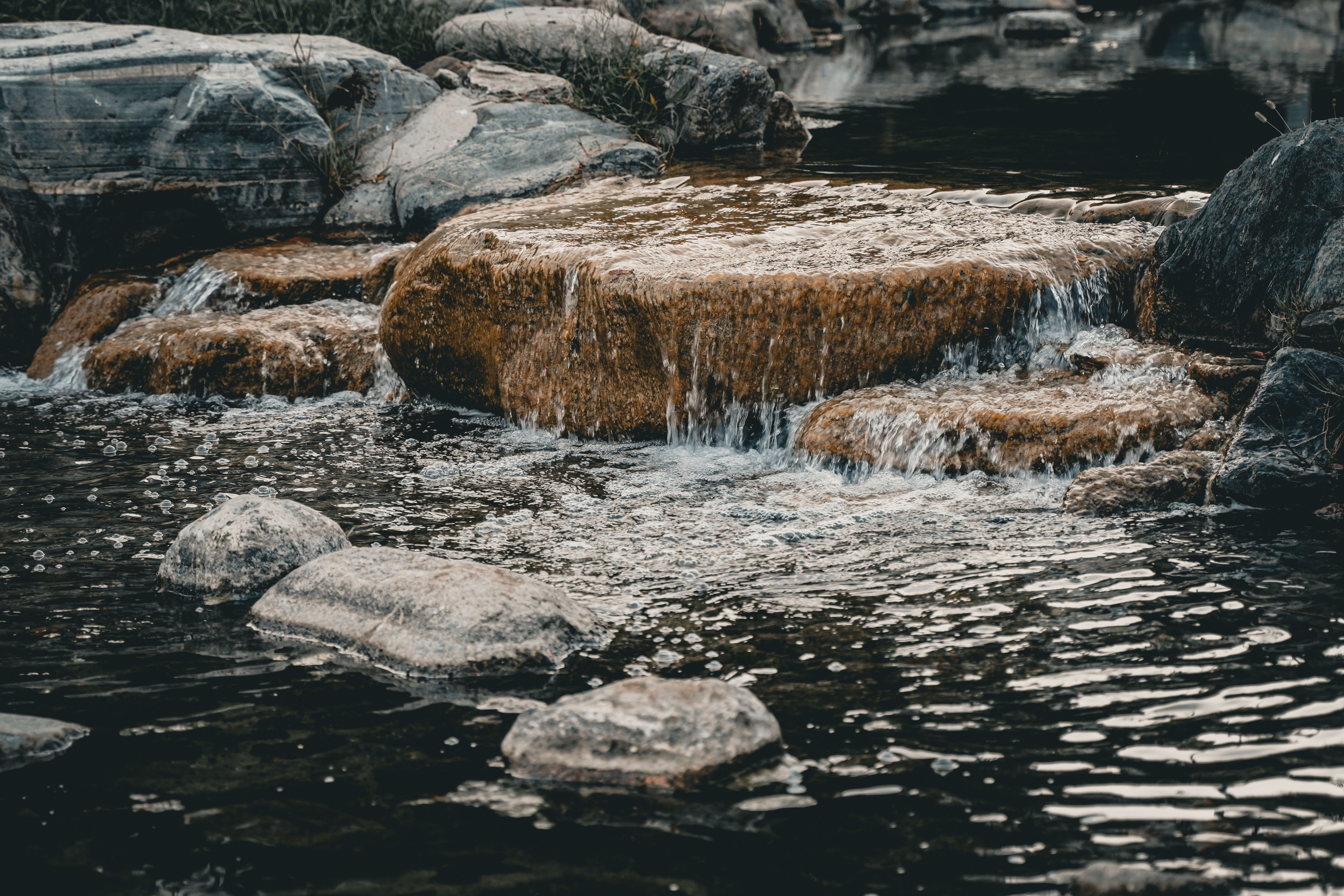 Serene Natural Waterfall Amidst Rocks · Free Stock Photo