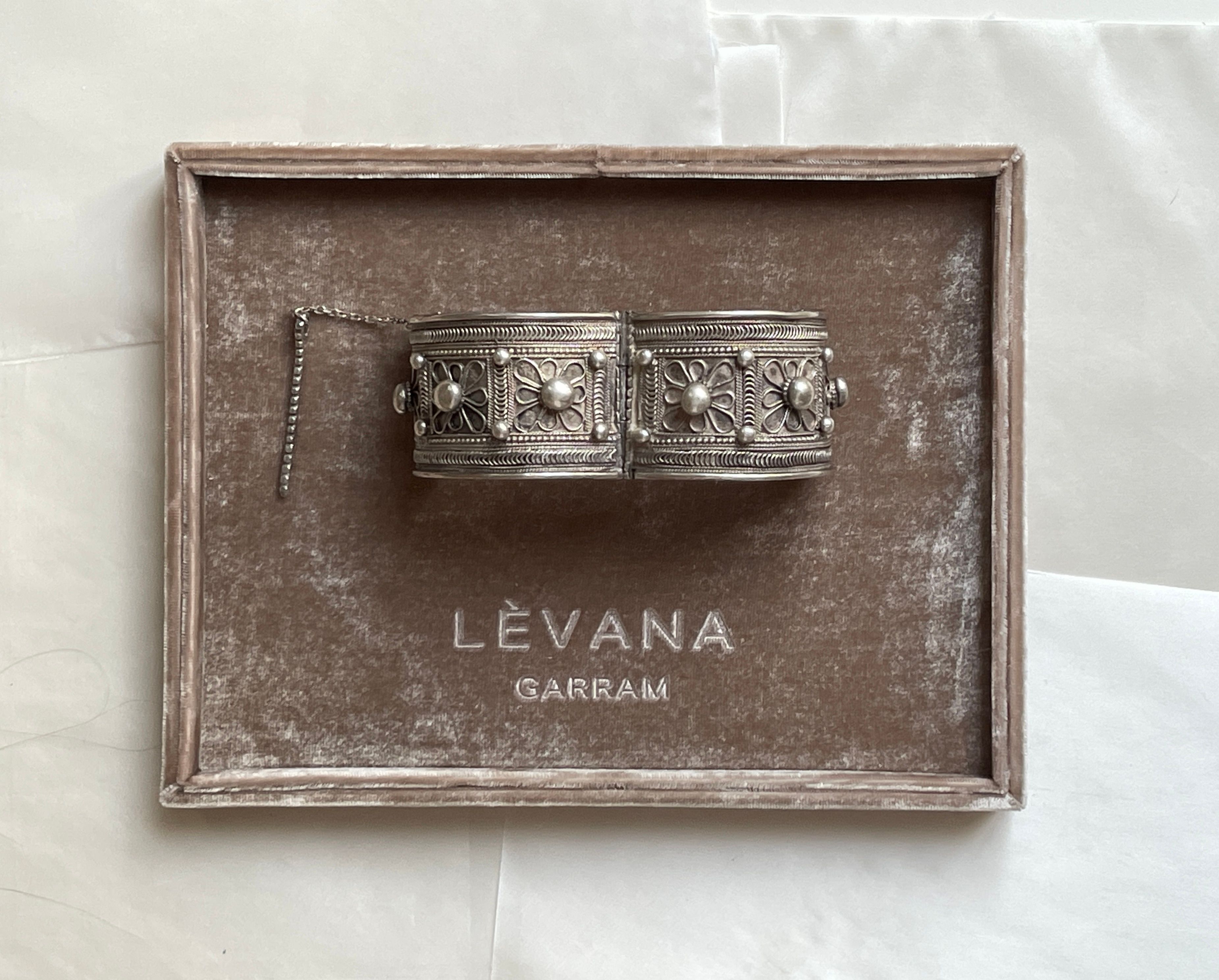 Sterling silver bracelet stored in a velvet-lined jewelry box