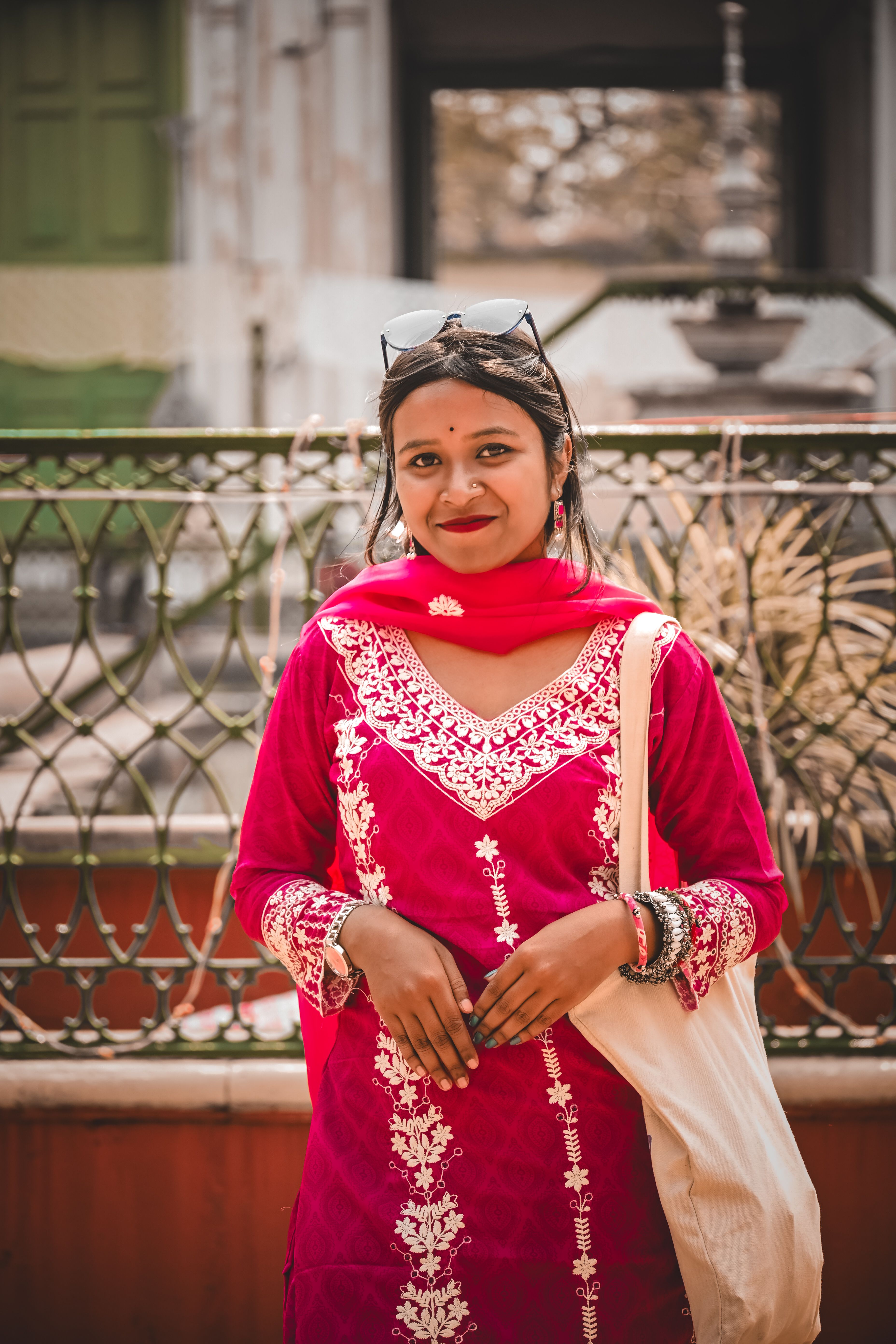 Portrait of a Woman in Traditional Indian Dress Outdoors · Free Stock Photo