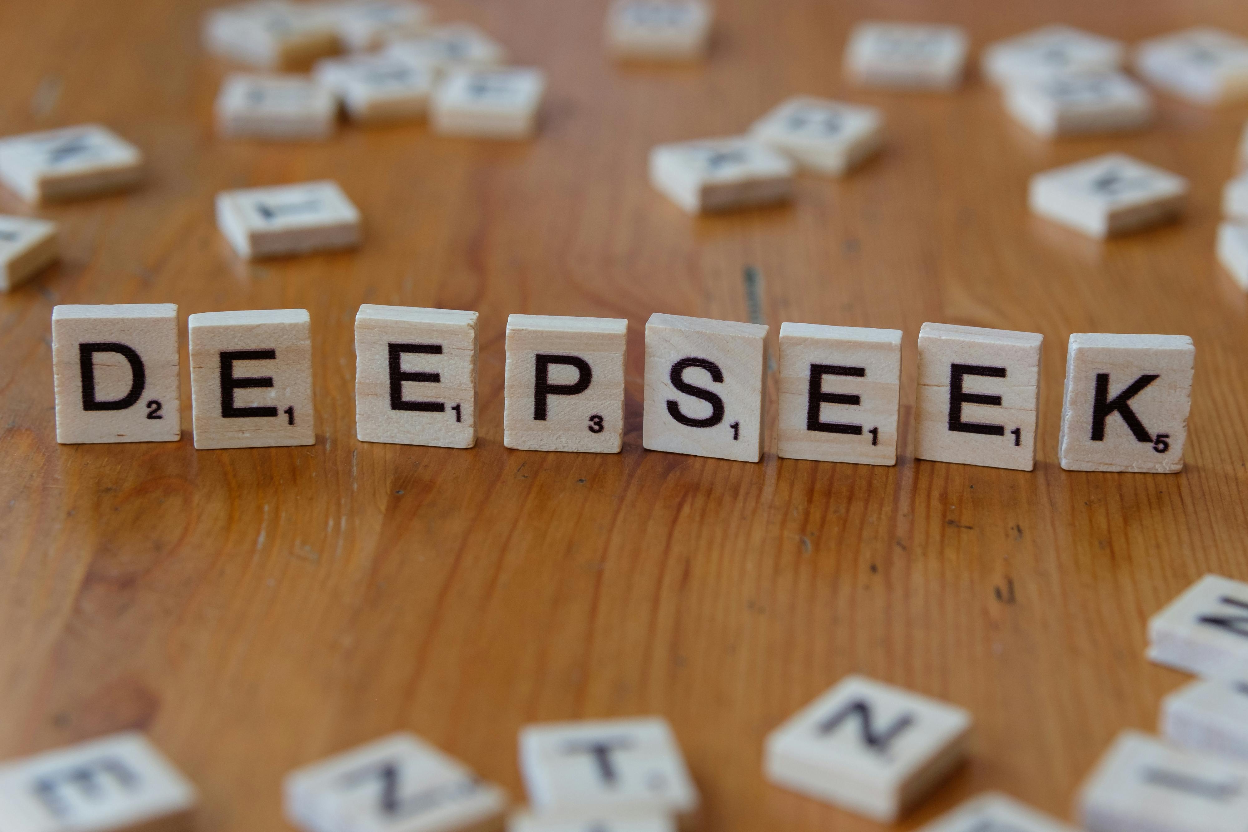 scrabble tiles forming the word deepseek