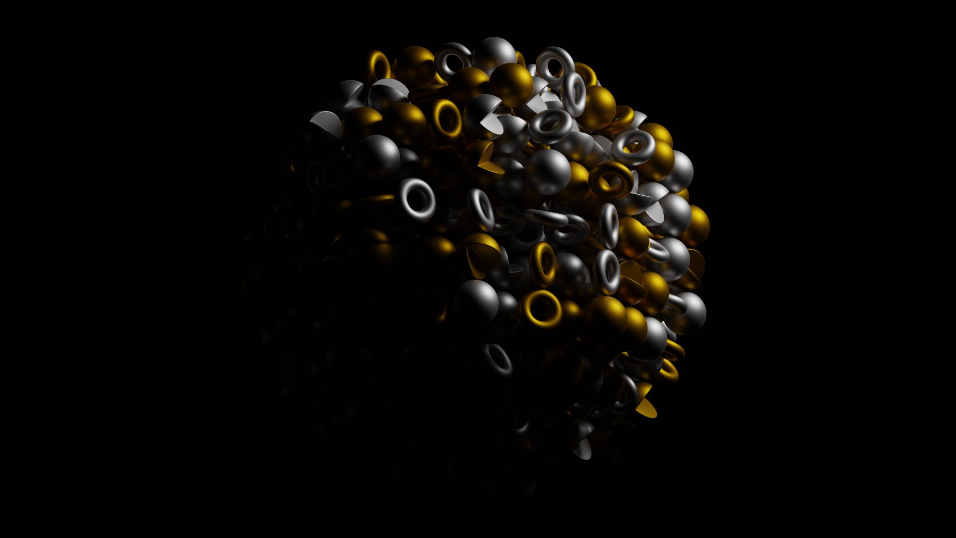 Abstract 3D render of a metallic gold and steel sphere on a dark background — photo by Maxim Landolfi on Pexels