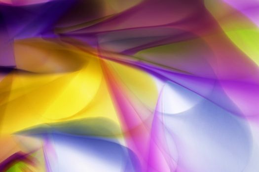 Dynamic abstract image featuring vibrant swirls of purple, yellow, and green hues.