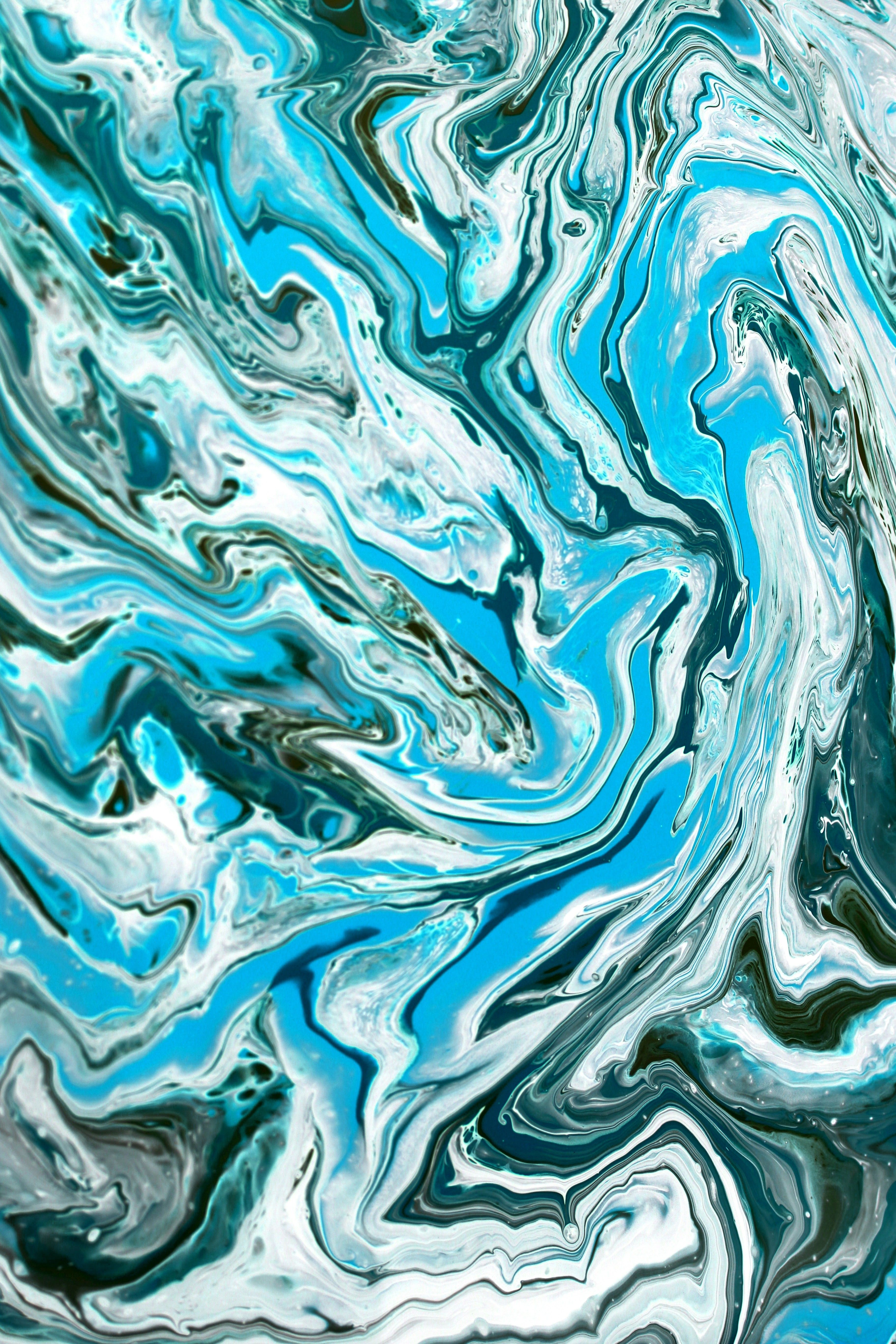 Abstract Blue and White Fluid Art Pattern · Free Stock Photo