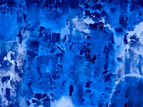 Dynamic abstract painting with vivid blue textures and patterns, perfect for modern spaces.