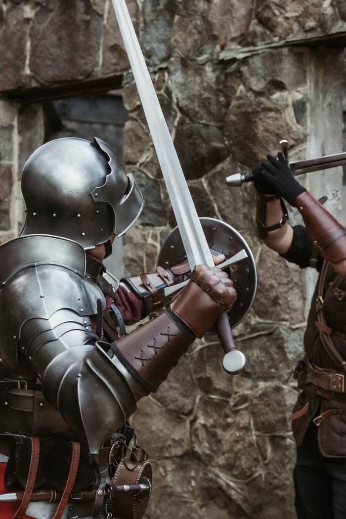 Duel de chevaliers en armure