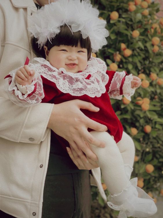 Adorable Baby in Red Dress Held Outdoors Free Stock Photo Adorable Baby in Red Dress Held Outdoors Free Stock Photo