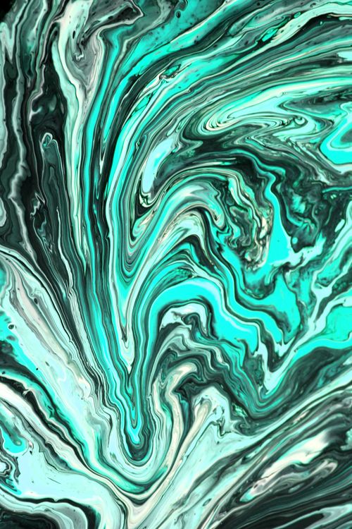 Free Abstract fluid art with swirling teal and black patterns, creating a mesmerizing effect. Stock Photo