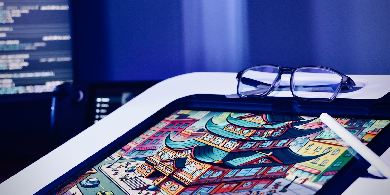 Digital artwork being edited on a graphics tablet
