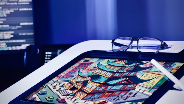 Digital artwork being edited on a graphics tablet