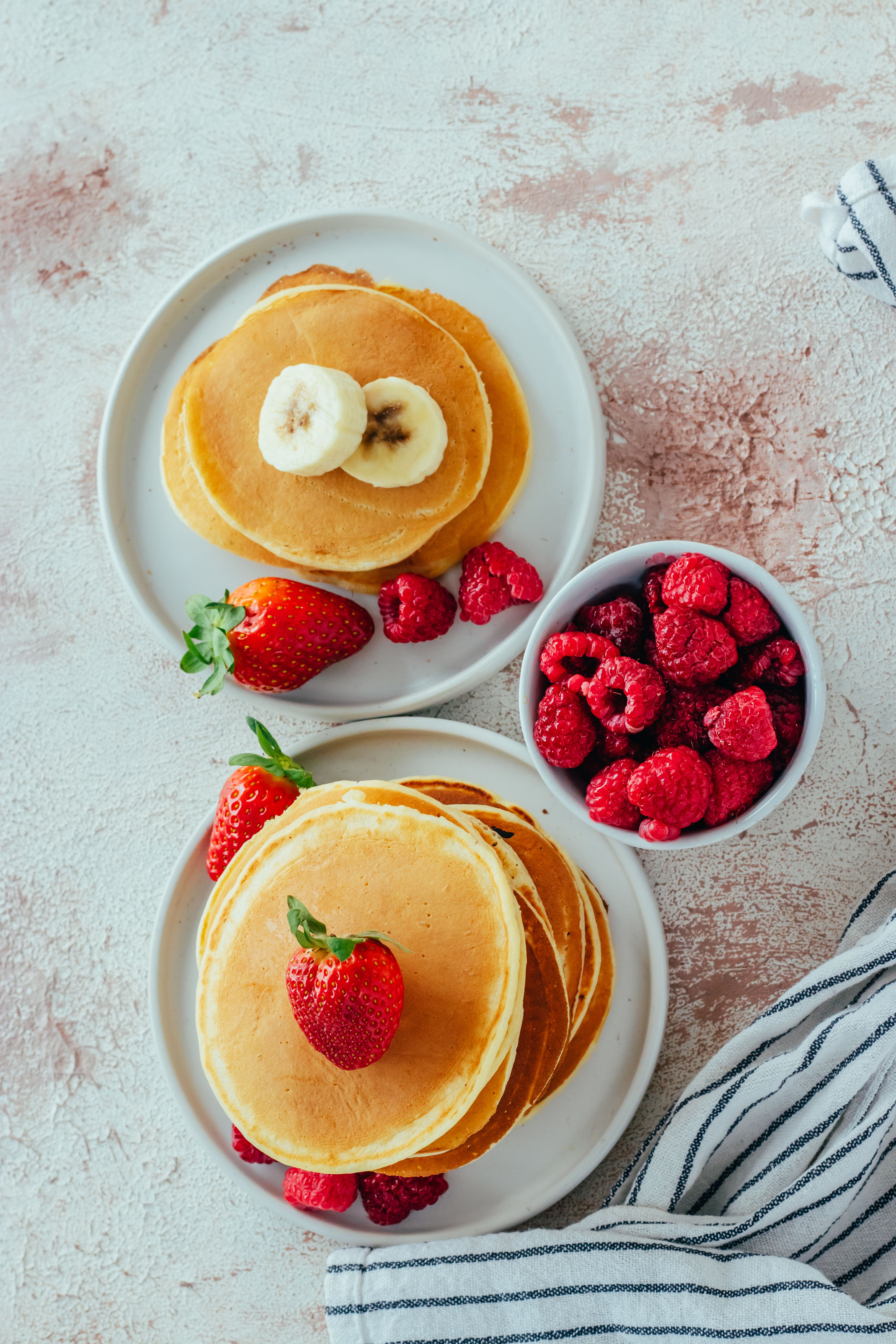Delicious Pancakes with Fresh Berries and Bananas · Free Stock Photo
