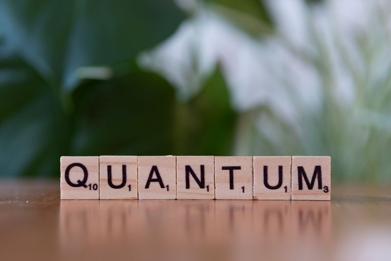 Laser light passing through optical bench for quantum