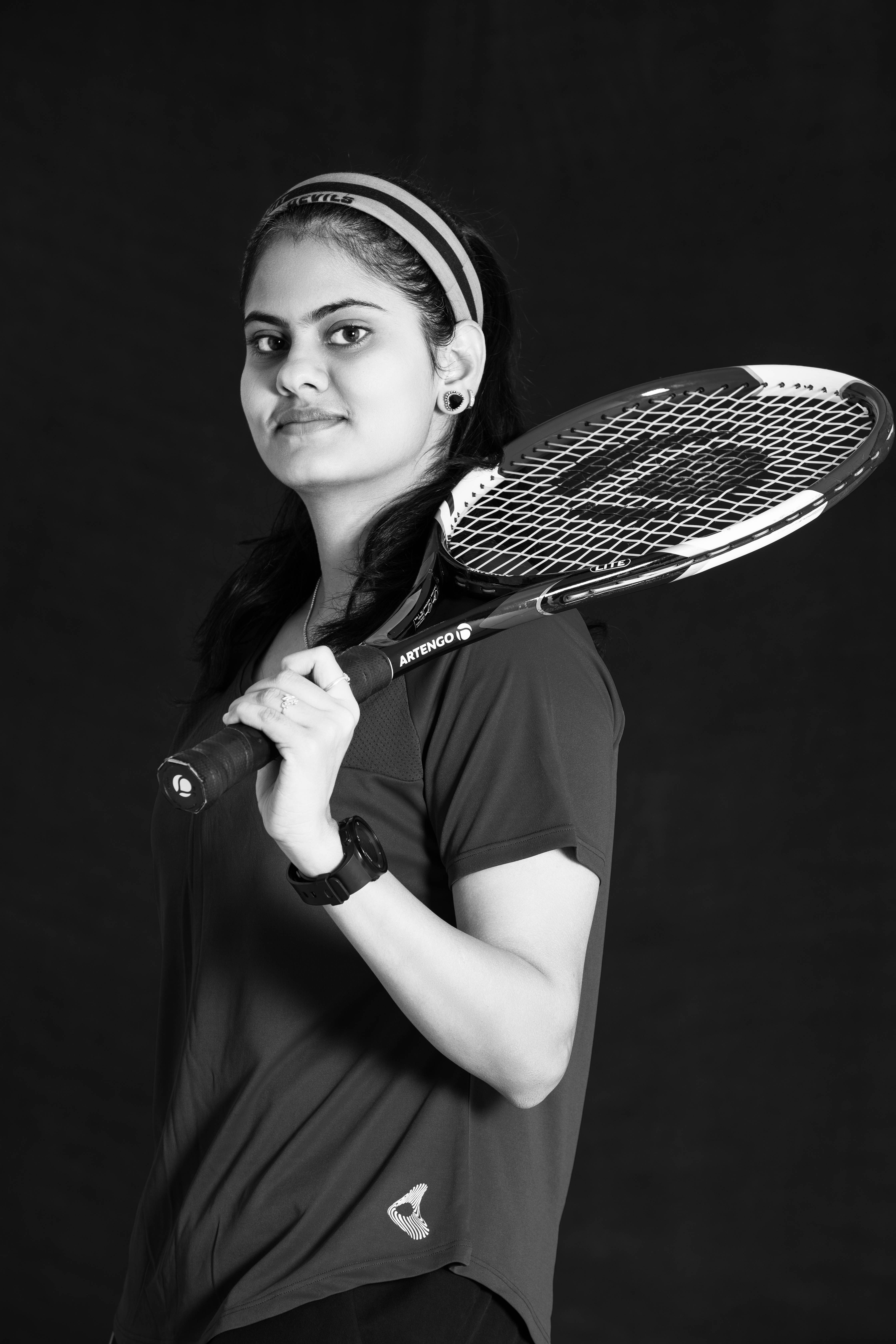 Portrait of Female Tennis Player in Black and White · Free Stock Photo