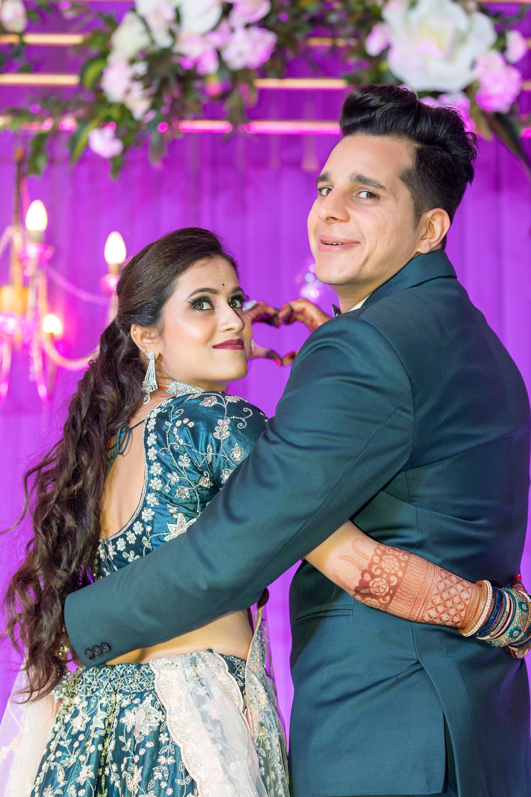 Indian wedding couple reception