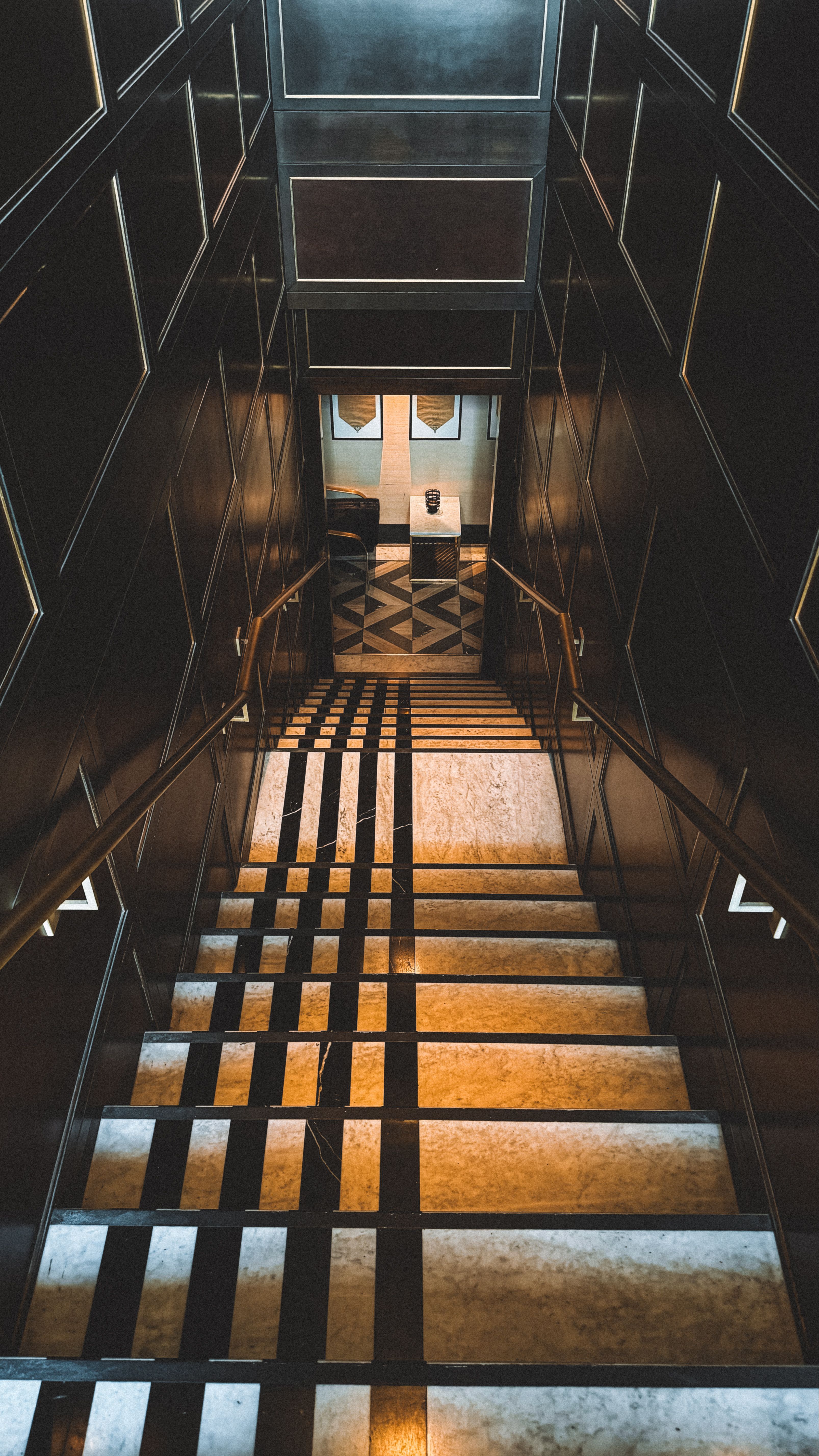 Art Deco Staircase with Geometric Patterns · Free Stock Photo