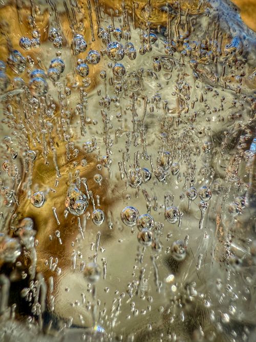 Free air bubbles in frozen water Stock Photo