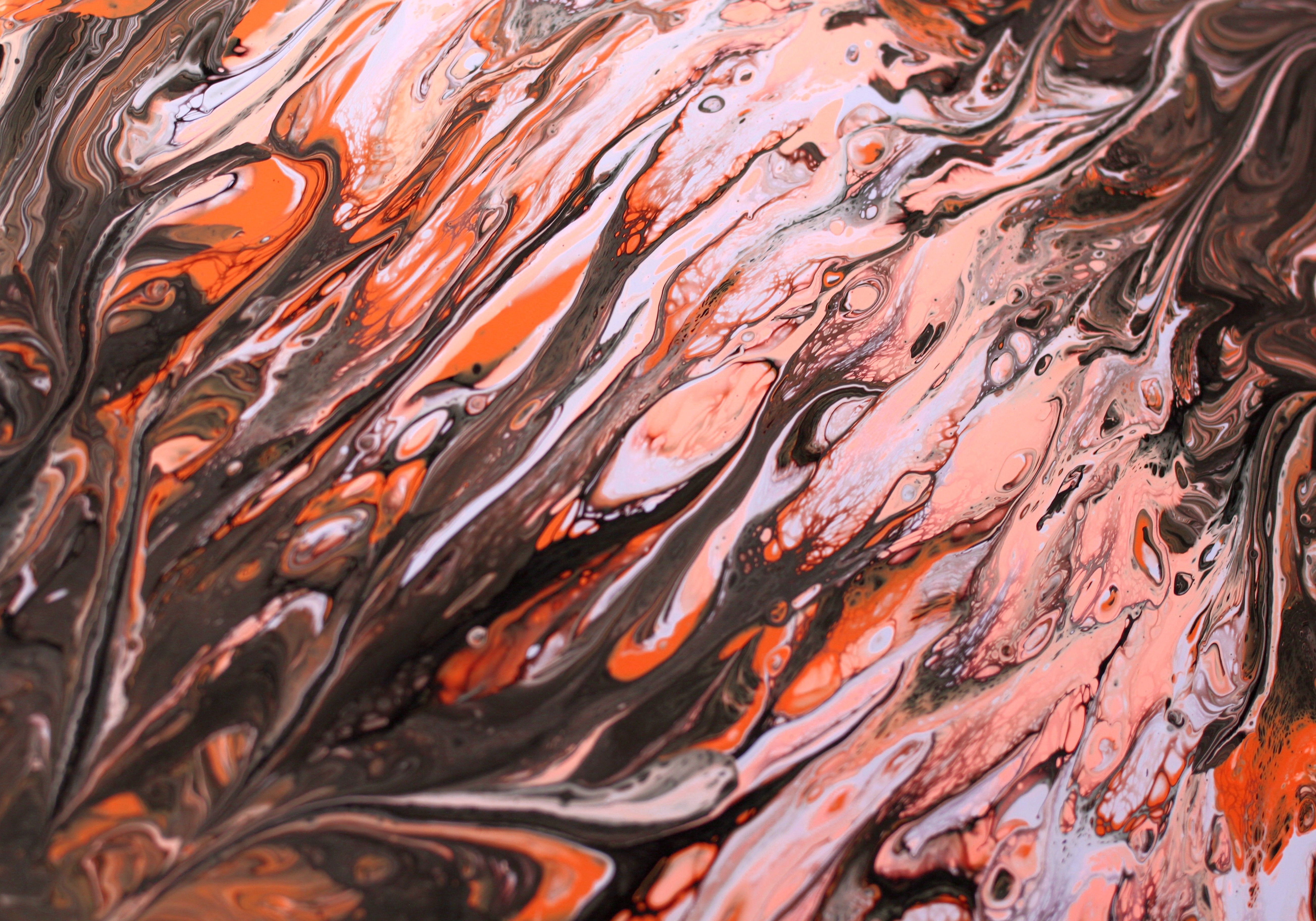 Abstract Fluid Art with Orange and Black Swirls · Free Stock Photo