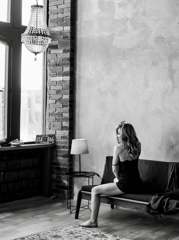 Girl in swimsuit in loft style