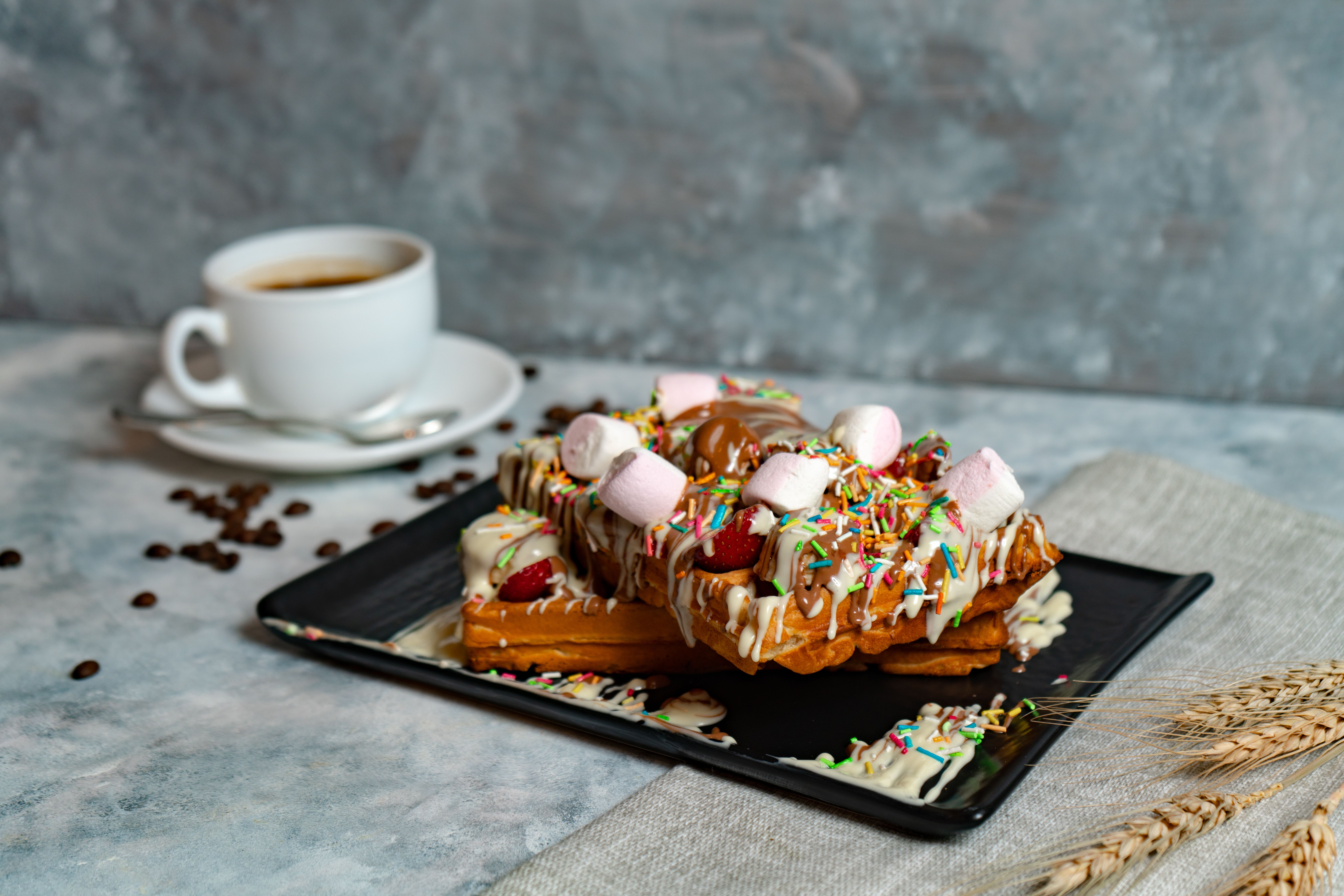 Savory Waffles with Whipped Cream