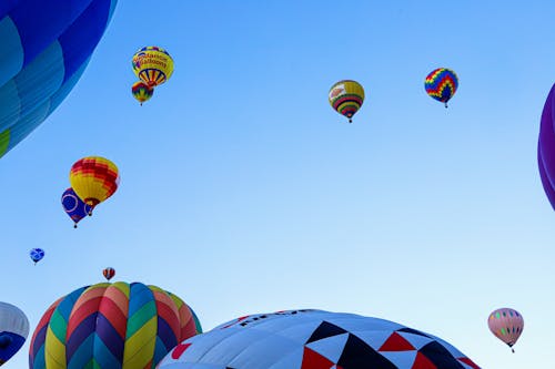 Free Hot Air Balloon Festival Under Blue Sky Stock Photo