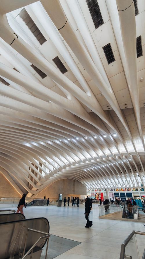 Free A spacious modern architectural interior indoors with people walking. Stock Photo