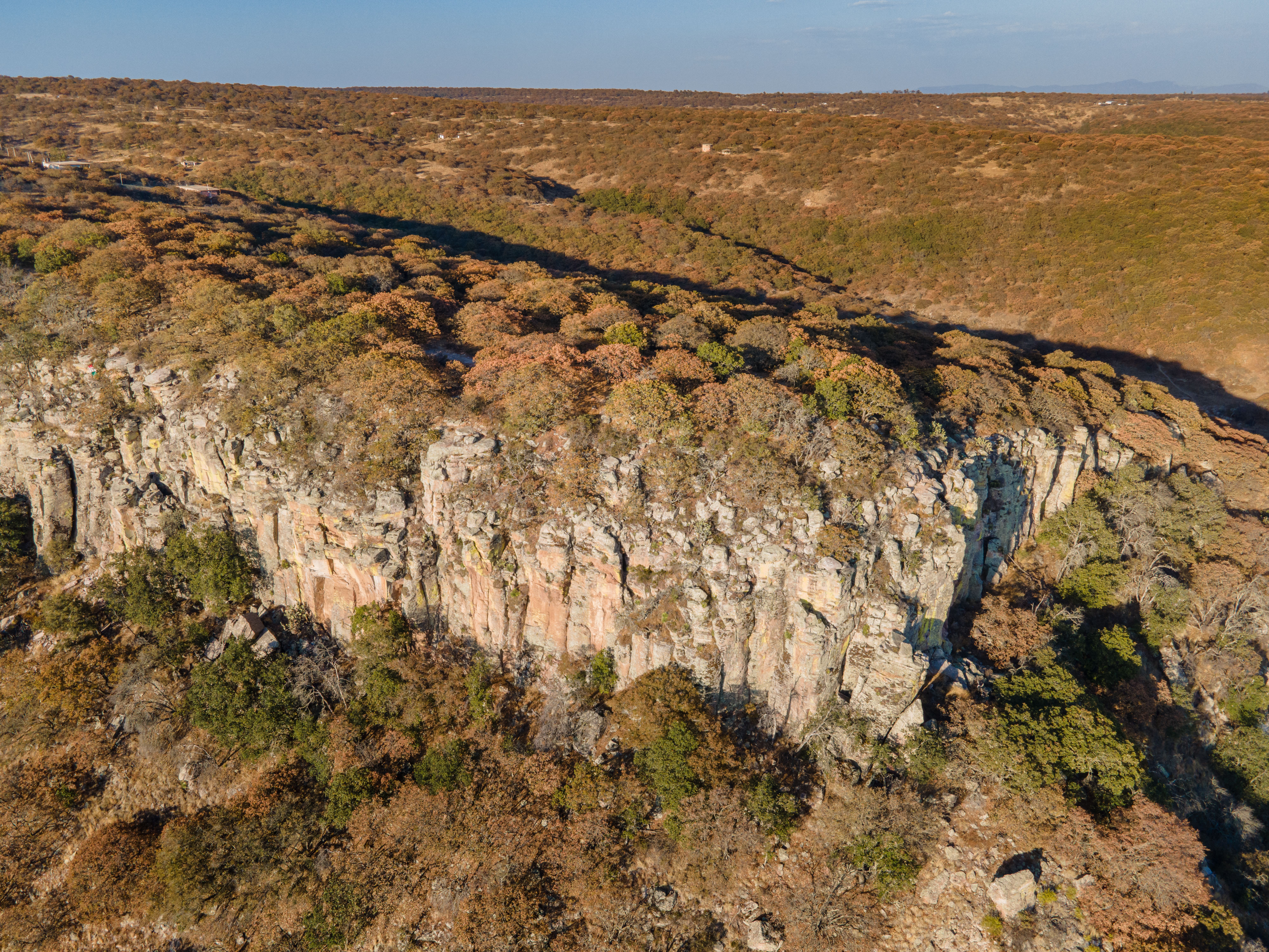 Ultimate Helicopter Scenic Flight over Victoria Falls 12-13 Minutes Flight Review Review 2026 - A breathtaking aerial view showcasing rocky cliffs and autumn foliage in a forested landscape.