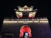 Illuminated Ancient Chinese Gate at Night