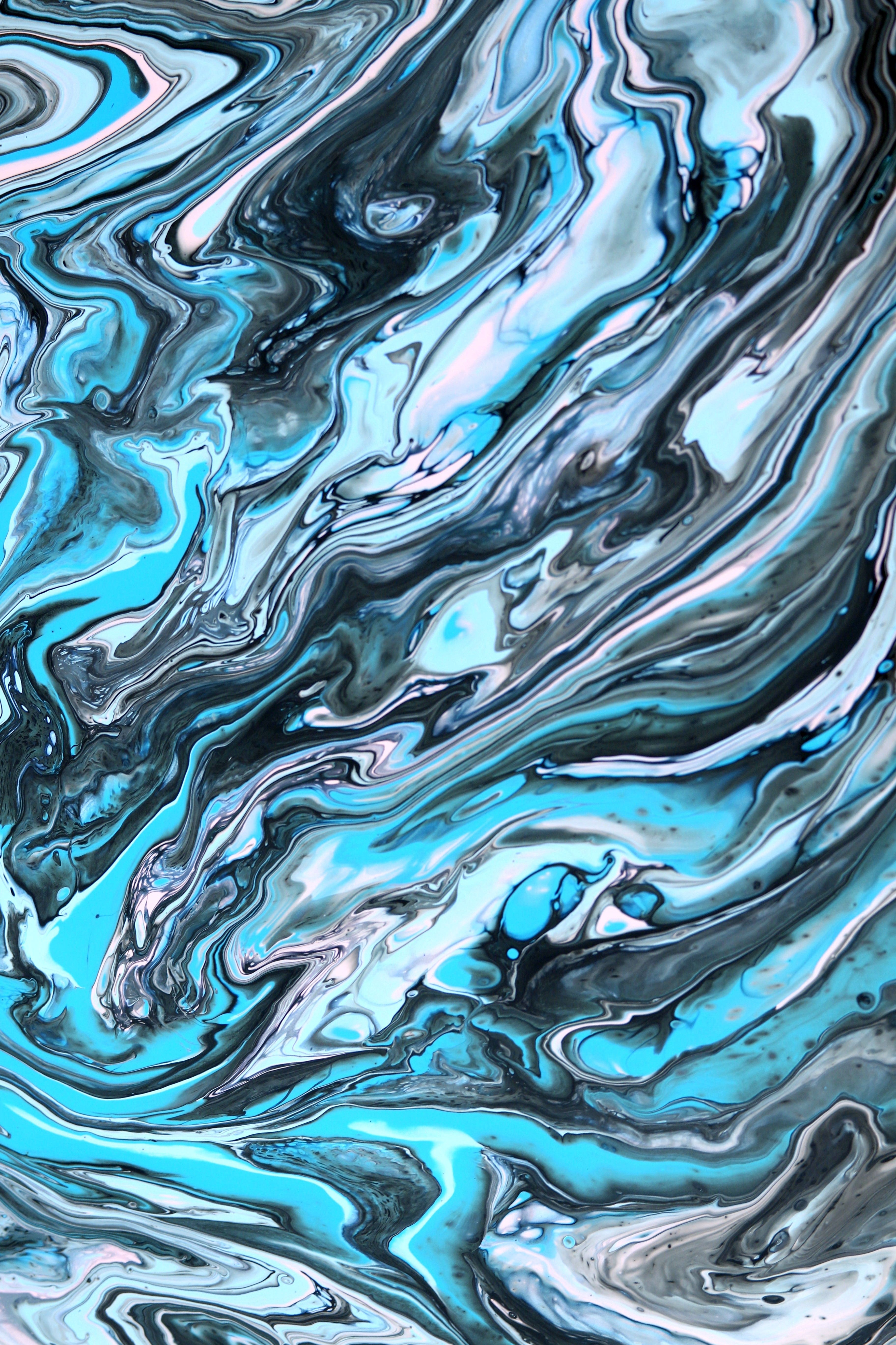 Vibrant Abstract Fluid Art with Blue Tones · Free Stock Photo